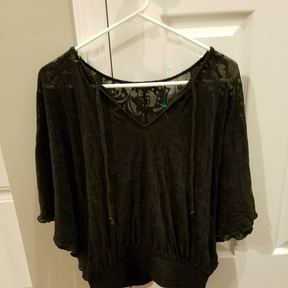 Women's Black Blouse w/Tie